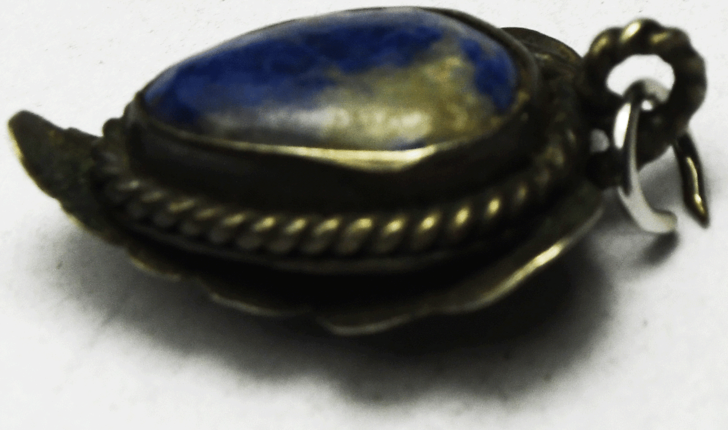 Sterling Silver Blue Sodalite Reversible Leaf Pendant Charm 25mm  x 16mm