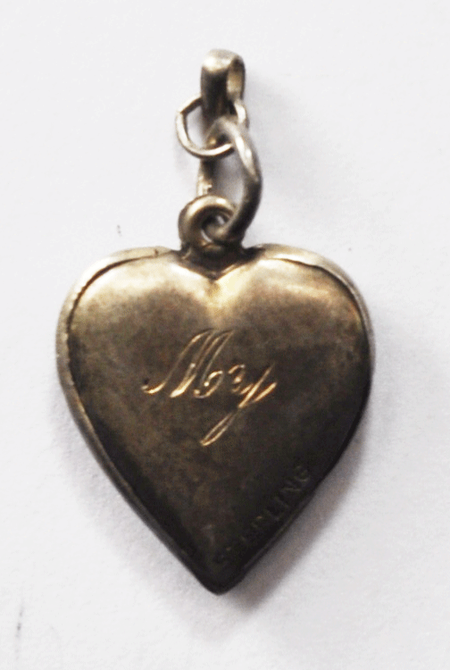 Antique Sterling Silver Half Scroll Puffy Heart Charm 18mm Monogrammed
