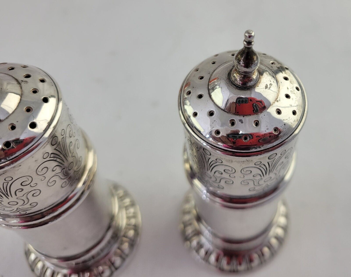 Antique Lunt Sterling Silver 4" Salt and Pepper Shakers 2.9oz