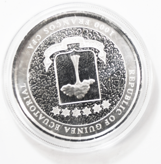 2021 1000 Francos Equatorial Guinea Giraffe .999 Silver One Ounce