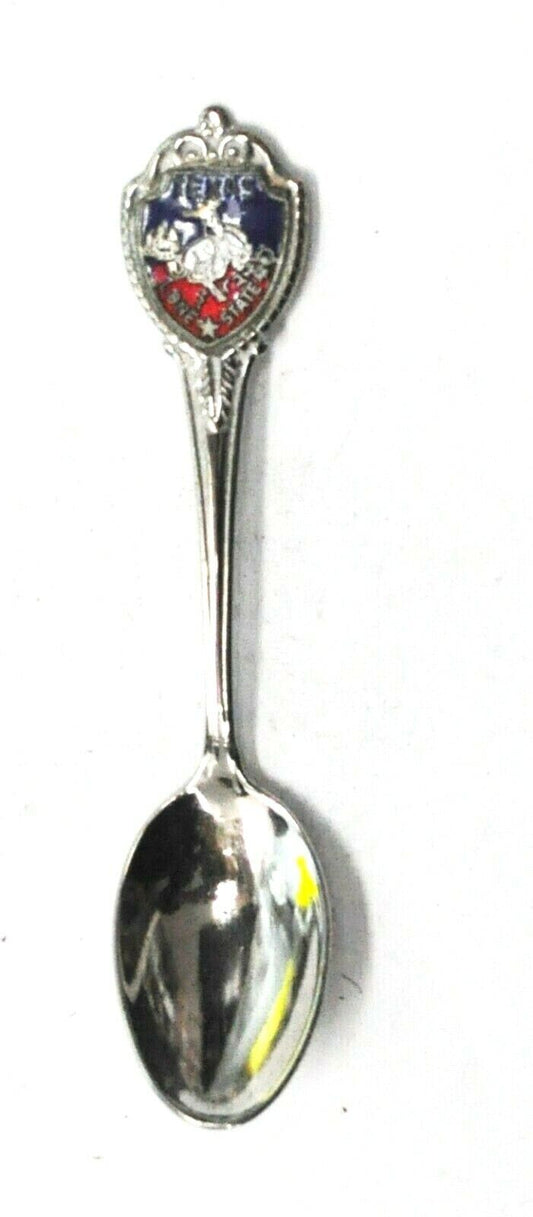 Sterling Silver Texas Lone Star State Enamel Souvenir Spoon 3-3/8"