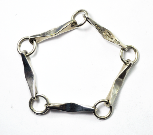 Sterling Silver Soren Borup Denmark Modern Abstract 6mm Link Bracelet 7.25"