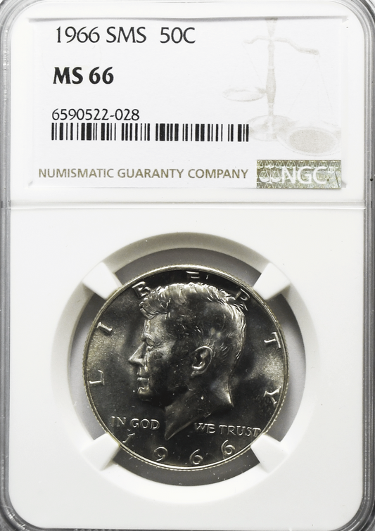 1966 50c SMS Kennedy Silver Half Dollar Fifty Cents MS66 NGC