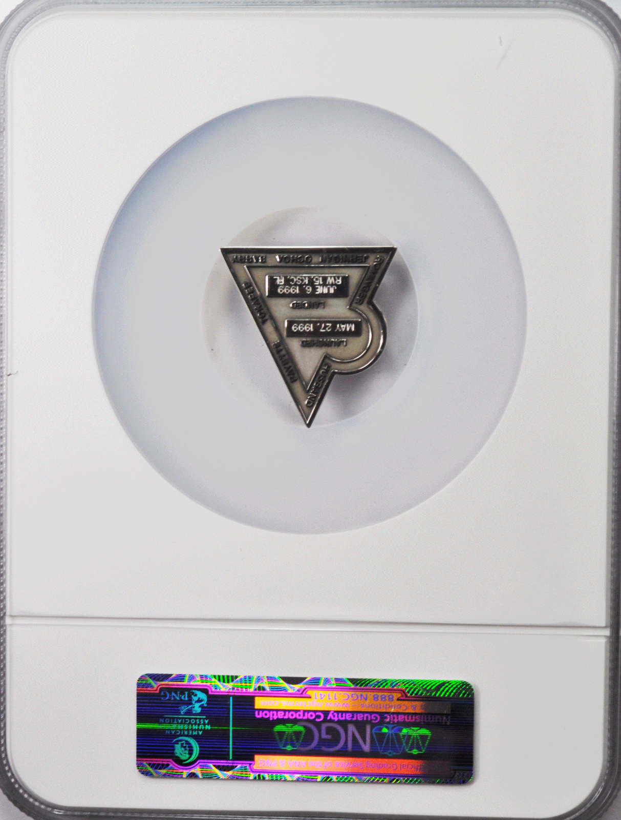 1999 STS-96 Robbins Silver Space Medal Unflown #107 NGC MS66 Dicovery