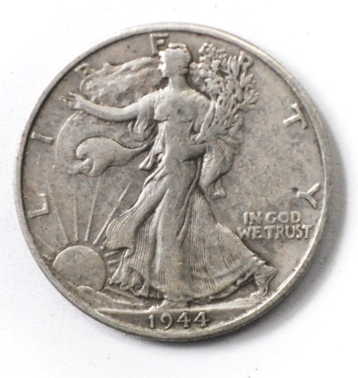 1944 D 50c Walking Liberty Silver Half Dollar Hand Cut AW