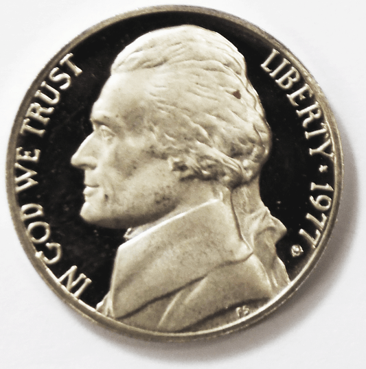 1977 S 5c Jefferson Proof Nickel Five Cents Uncirculated From Proof Set