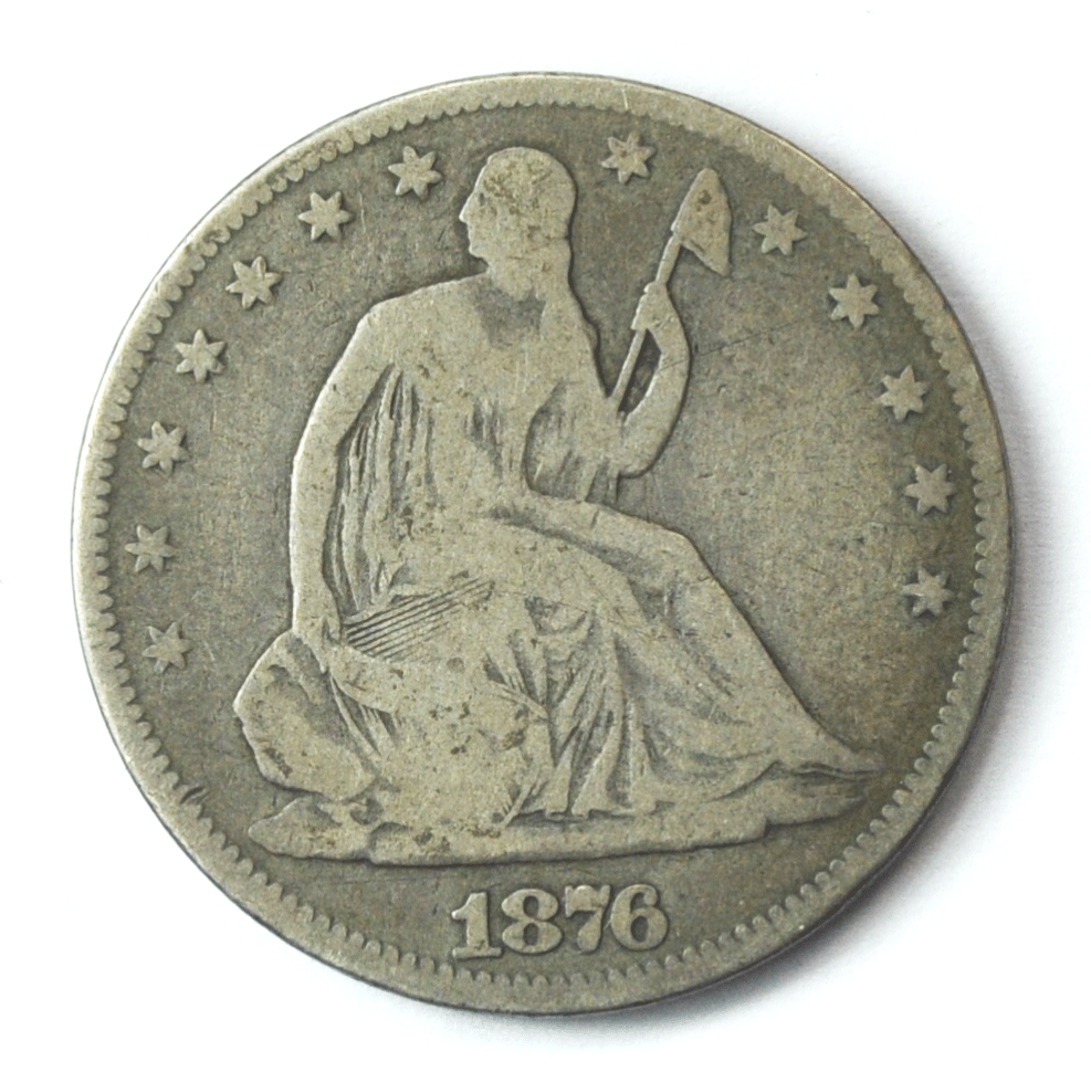 1876 50c Seated Liberty Silver Half Dollar Fifty Cents Type 1