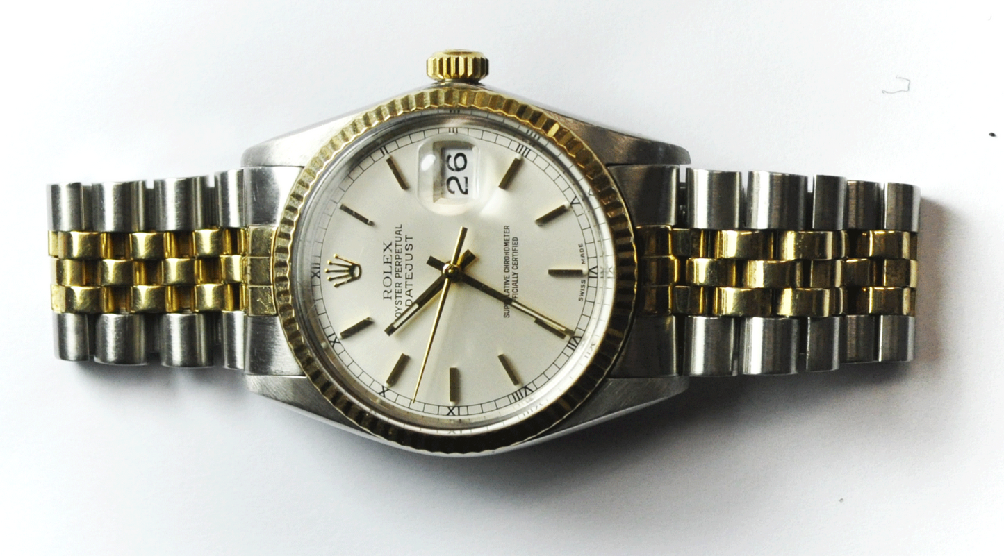 1980 Men's Rolex Datejust 16013 Automatic 3035 36mm Stainless & 14k Wristwatch