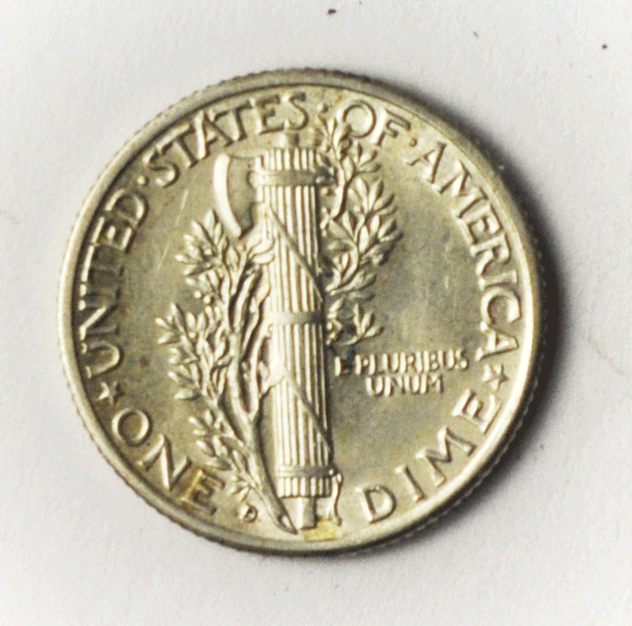 1942 D 10c Mercury Dime Ten Silver Cents Denver AU-Unc