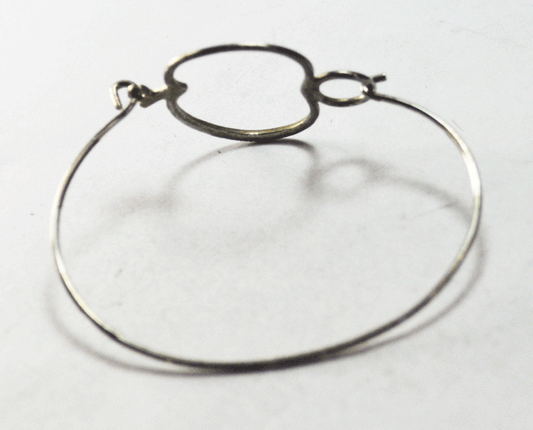 Silver Plated Latch Hook Pumpkin Apple Bangle Bracelet 1mm Wire 6-1/2" Wrist