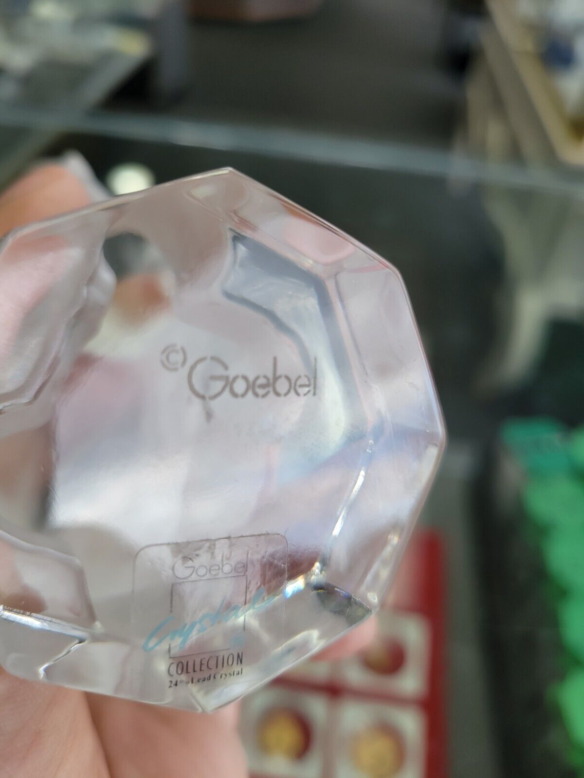 Elephant Frosted Crystal Clear Glass Figurine Paperweight Goebel Germany Vtg