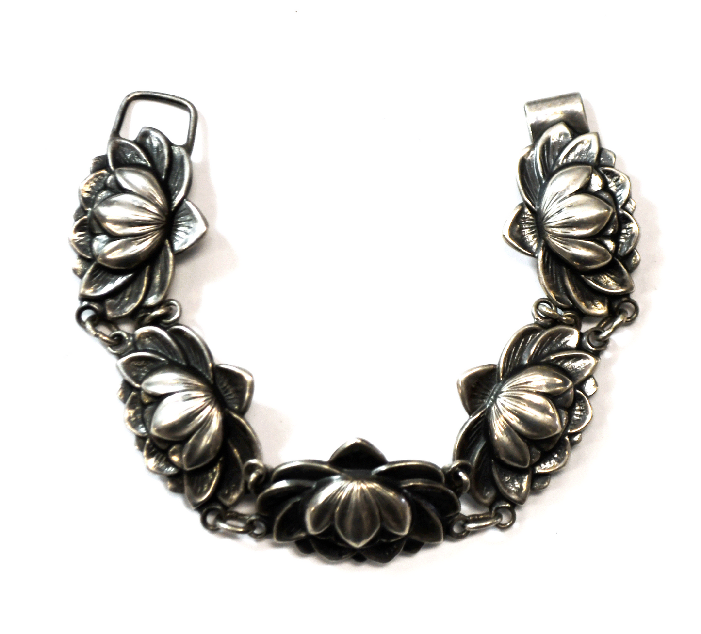 1940's Danecraft Sterling Silver Lily Pad Bracelet 21mm 7"