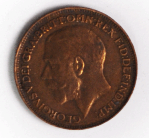 1925 1F Great Britain Farthing Bronze Coin
