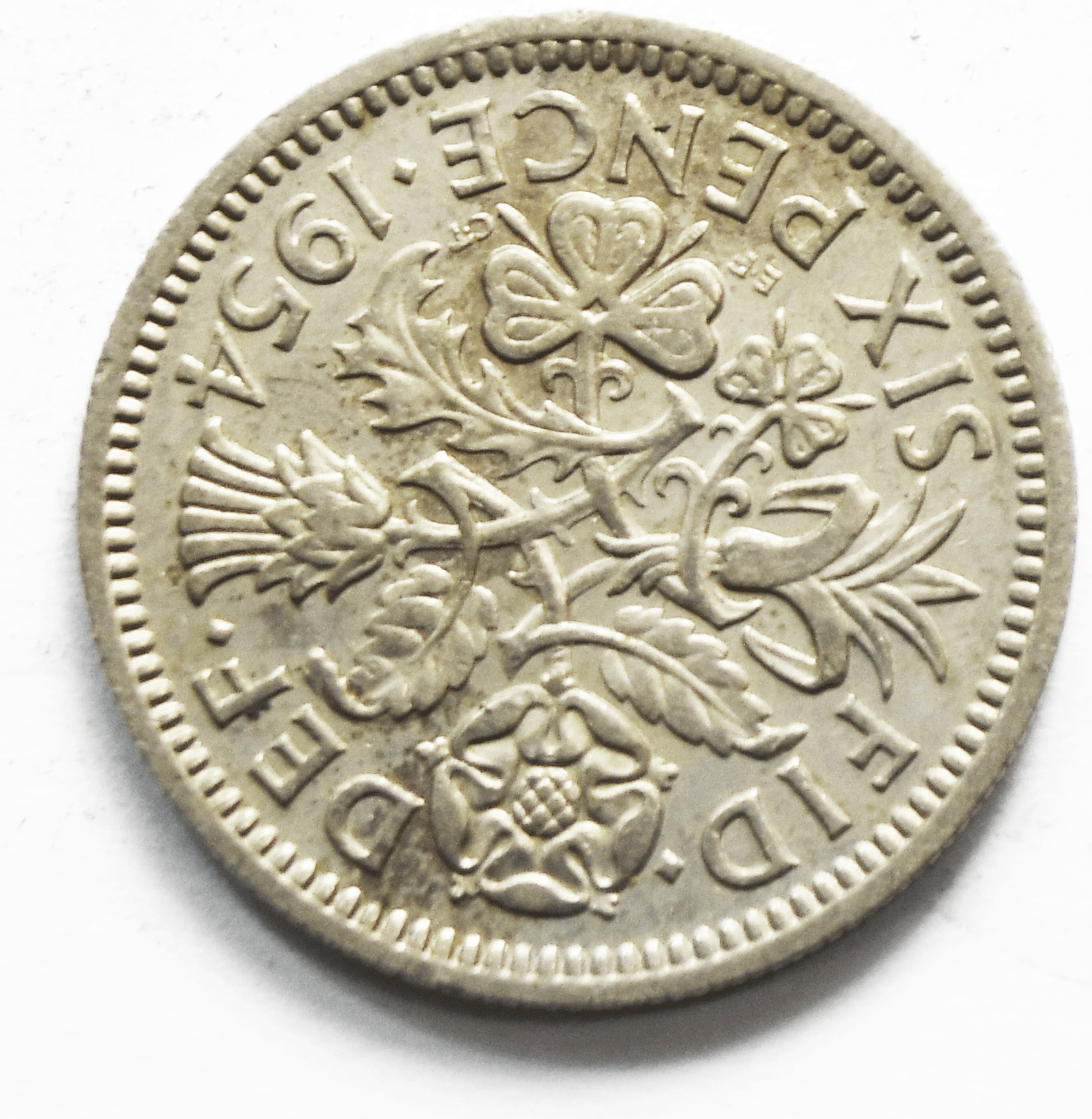 1954 Great Britain 6 Six Pence KM# 903 Copper Nickel Coin