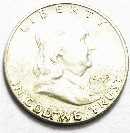 1949 S 50c Franklin Silver Half Dollar Fifty Cents San Francisco AU