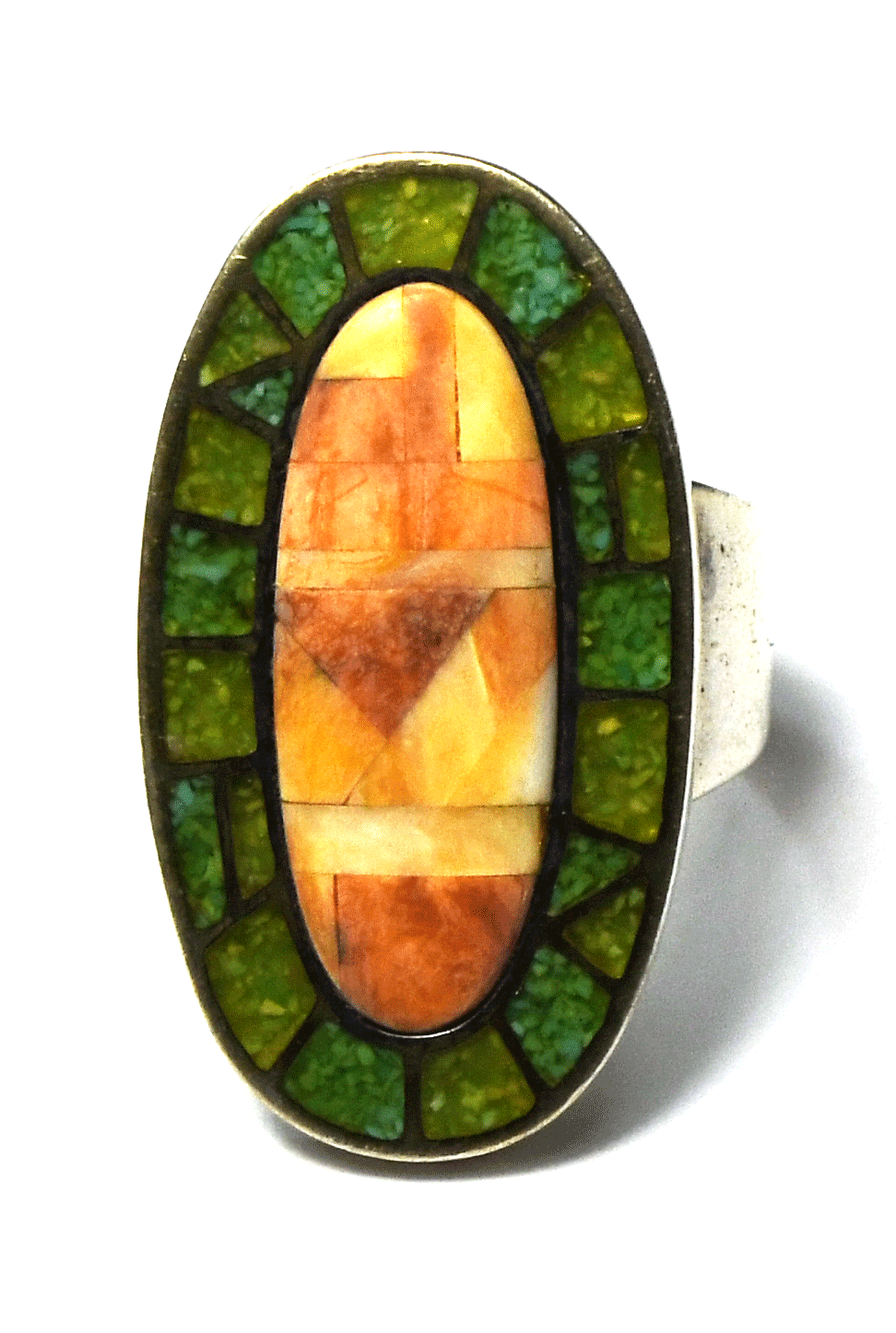 Sterling Silver Carolyn Pollack Turquoise Spiny Oyster Ring 29mm Size 7