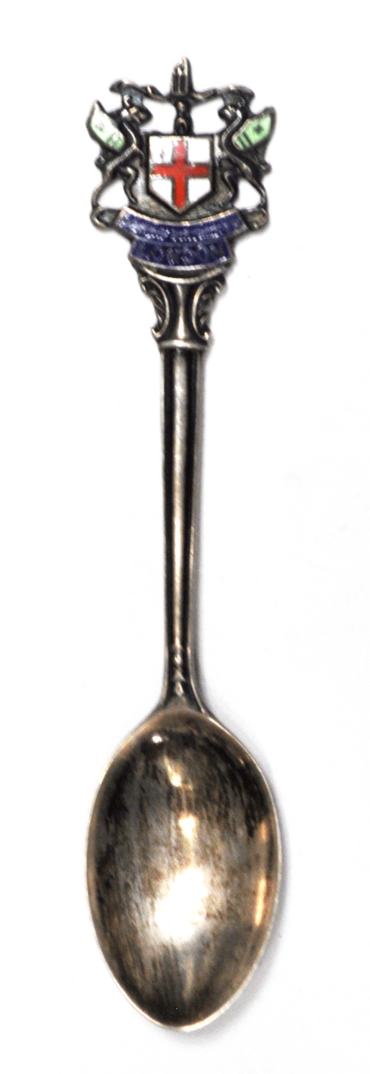 1962 Sterling Collins Cook Birmingham London Coat of Arms Souvenir Spoon 4-5/8"