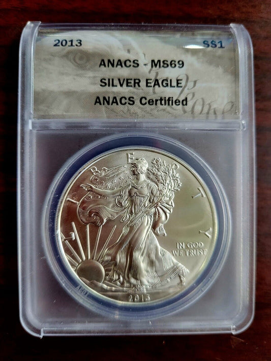 2013 P ANACS MS69 $1 Silver Eagle .999 Fine Silver