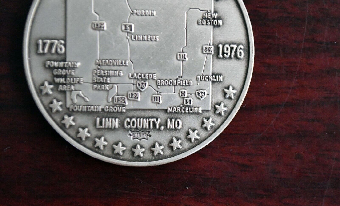 Rare 1976 John Pershing Bicentennial Linn County Missouri Sterling Commemorative