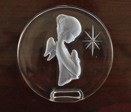 Vintage Danbury Mint Heavy Lead Crystal Christmas Paperweight 1977 Angel