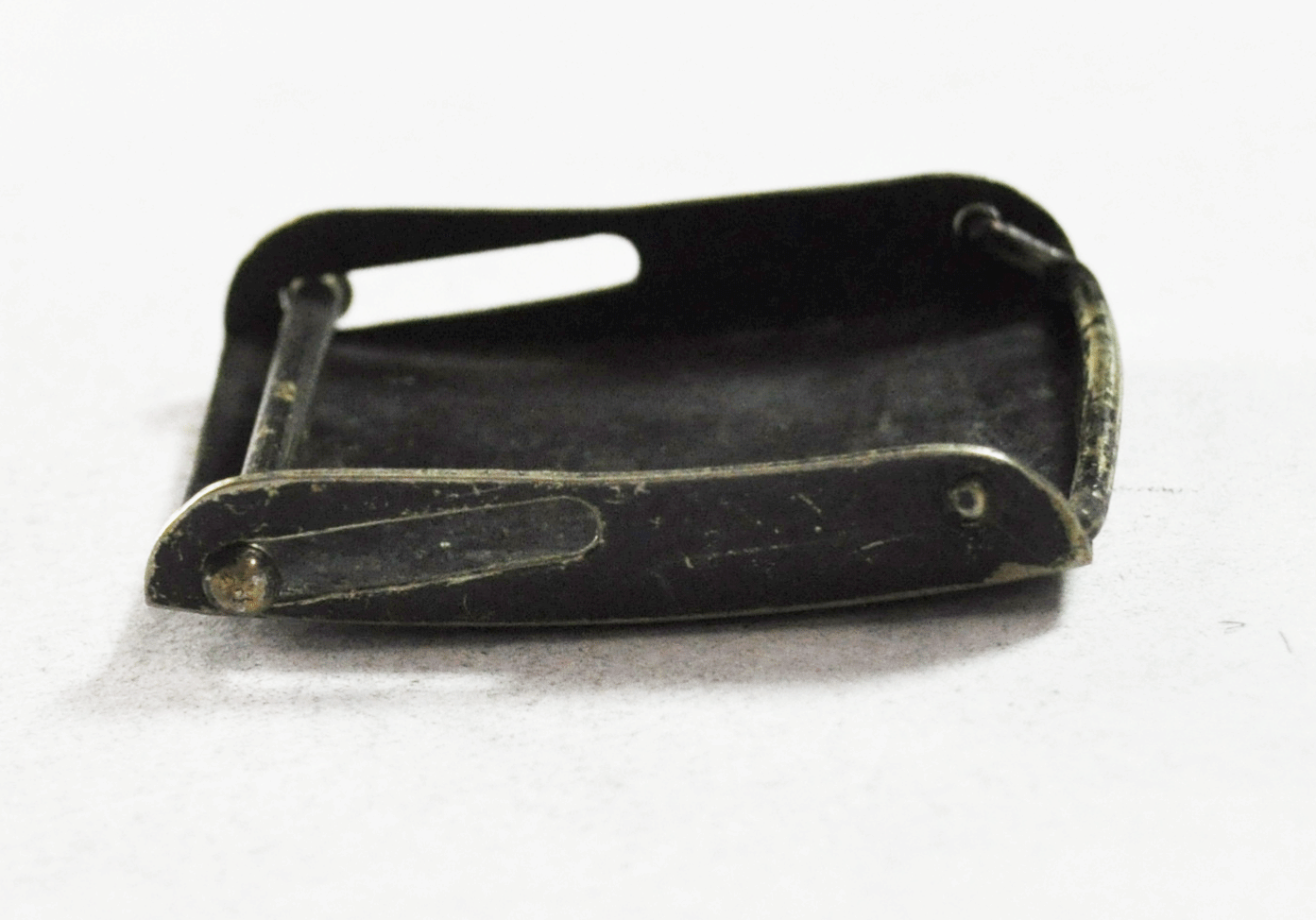 Nickel Silver Striped Flower Corner Belt Buckle Slide Bar 29mm x 41mm