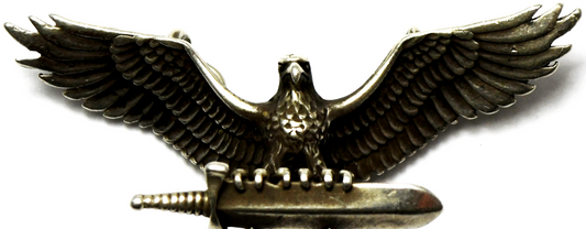 Sterling Silver Signed H 1978 Eagle With Dagger Slider Pendant 50mm x 17mm