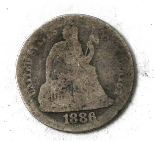1886 10c Seated Liberty Silver Dime Ten Cents United States Philadelphia