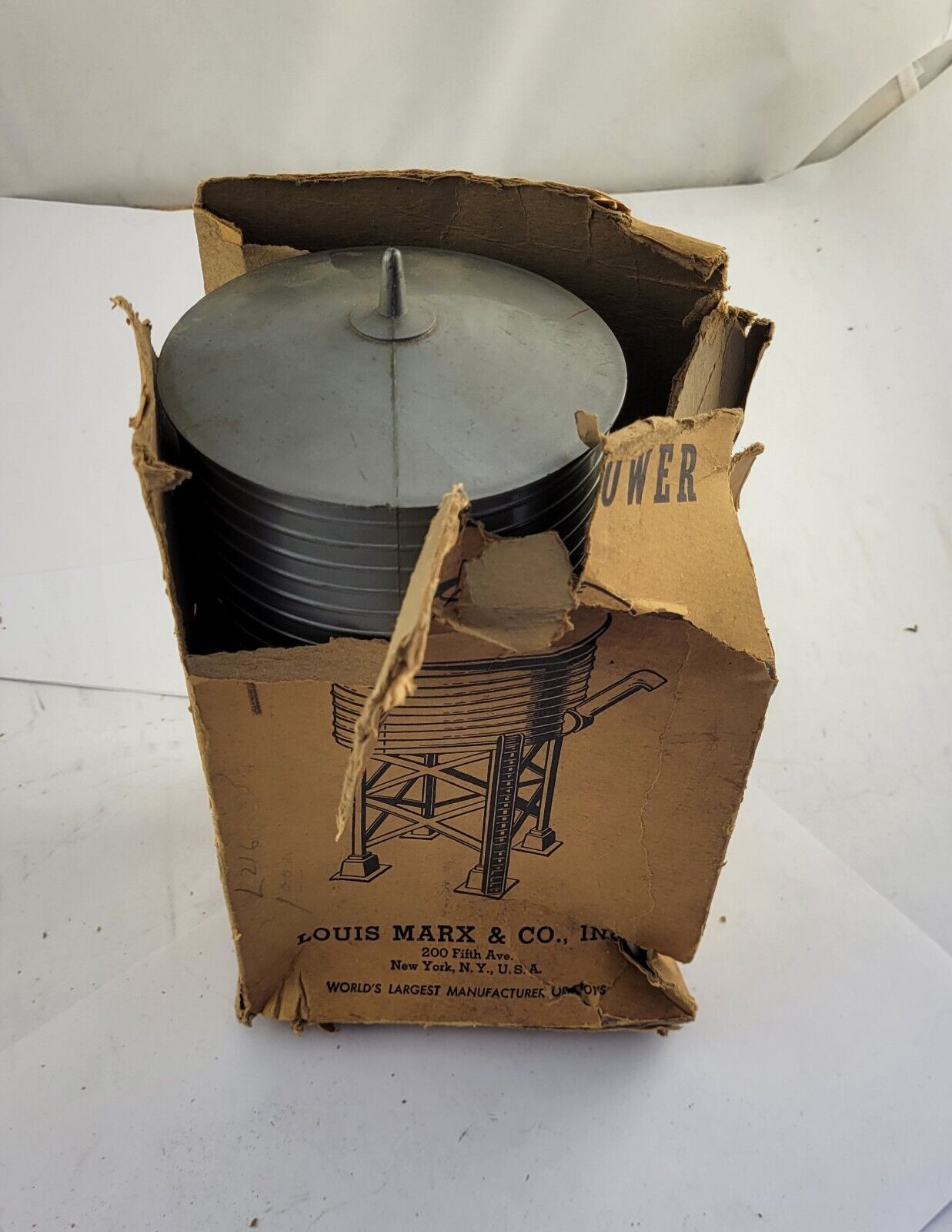 Louis Marx #065 O Gauge 8" Plastic Water Tower RR Train Missing Spout With Box