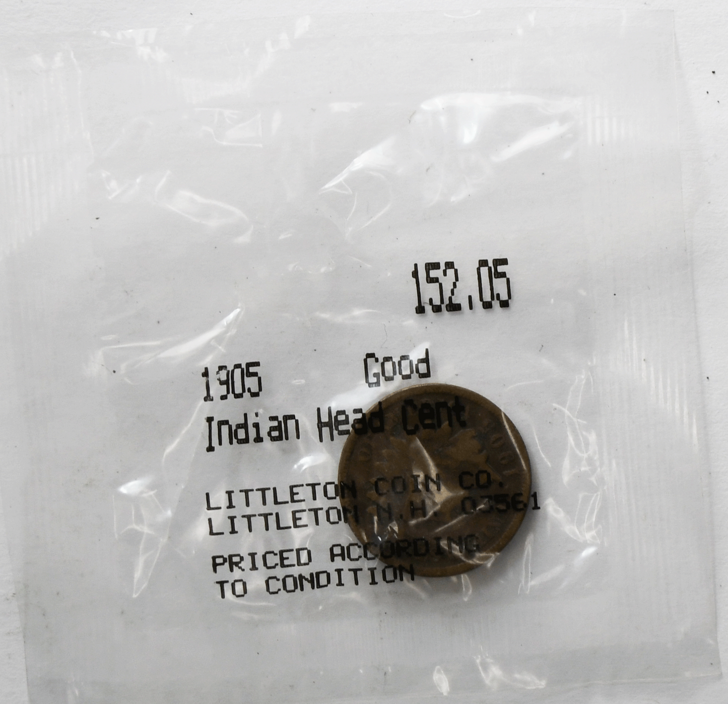 1905 1c Indian Head Penny One Cent US Philadelphia Good Littleton 152.05
