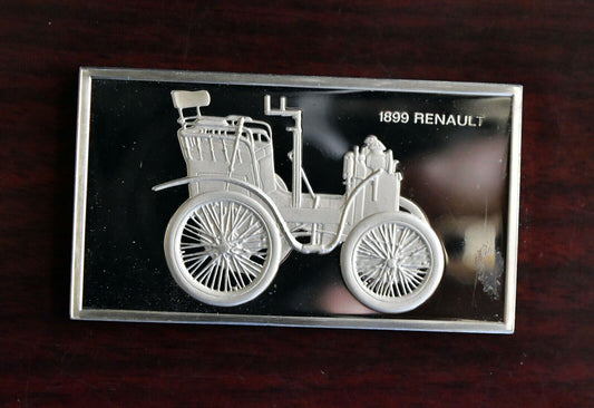 1899 Renault Centennial Ingot Car Collection 1000 Grain Sterling Franklin Mint