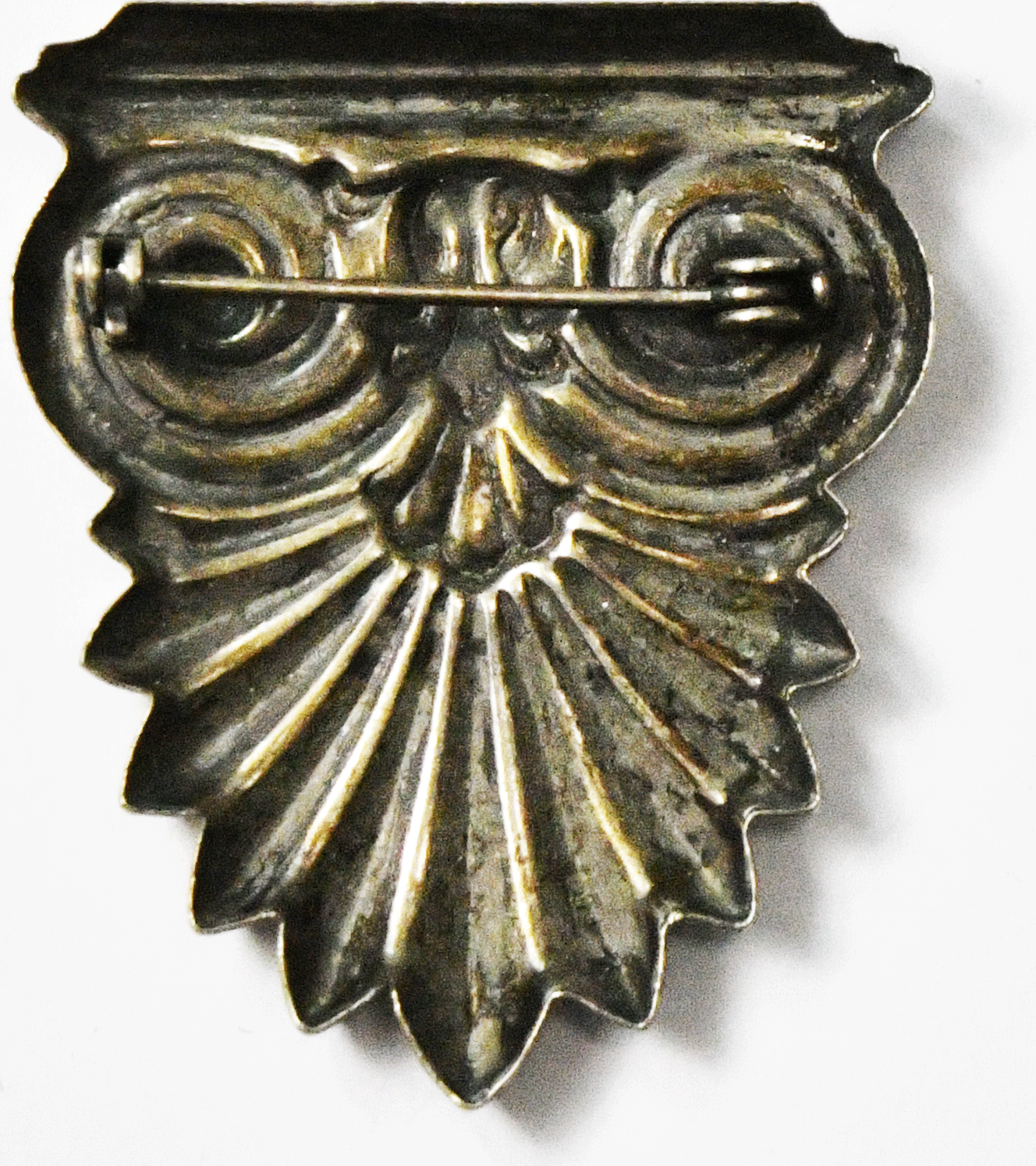 Silver Plated Pedestal Scroll Brooch Pin 34mm x 40mm