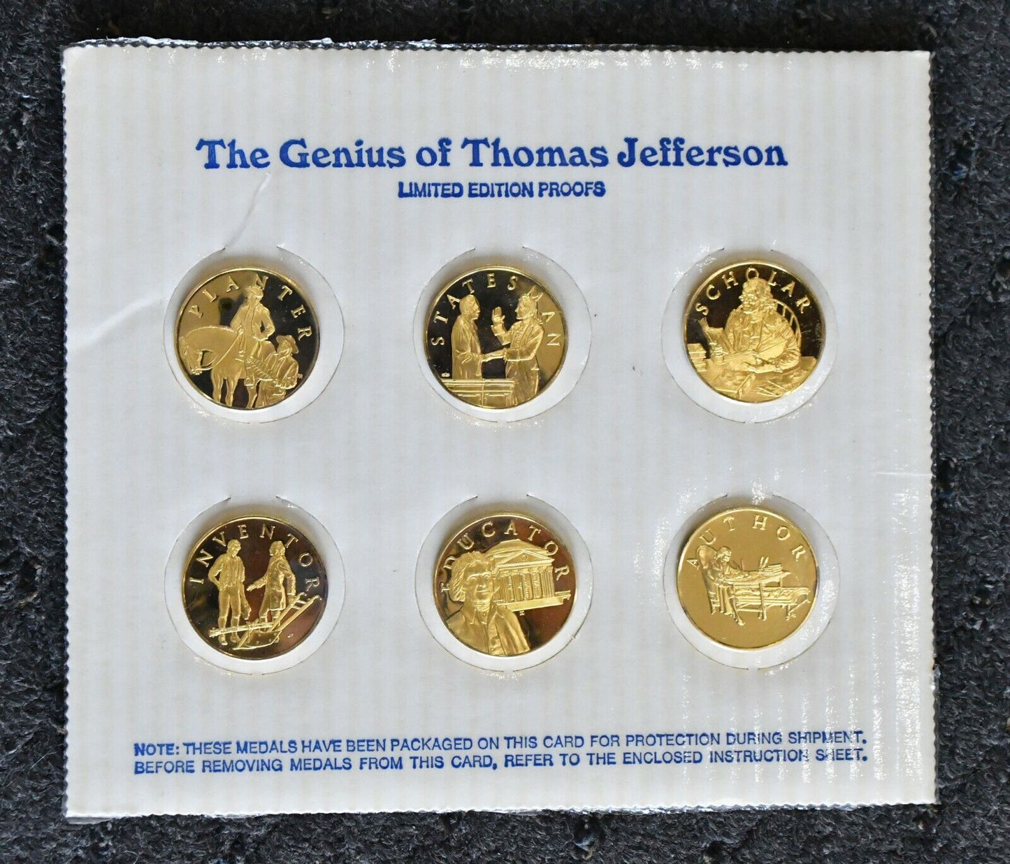 1976 The Genius of Thomas Jefferson Limited Edition Proof Franklin Mint 6pc Set