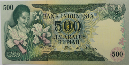 1977 Indonesia 500 Five Hundred Rupiah Banknote Uncirculated