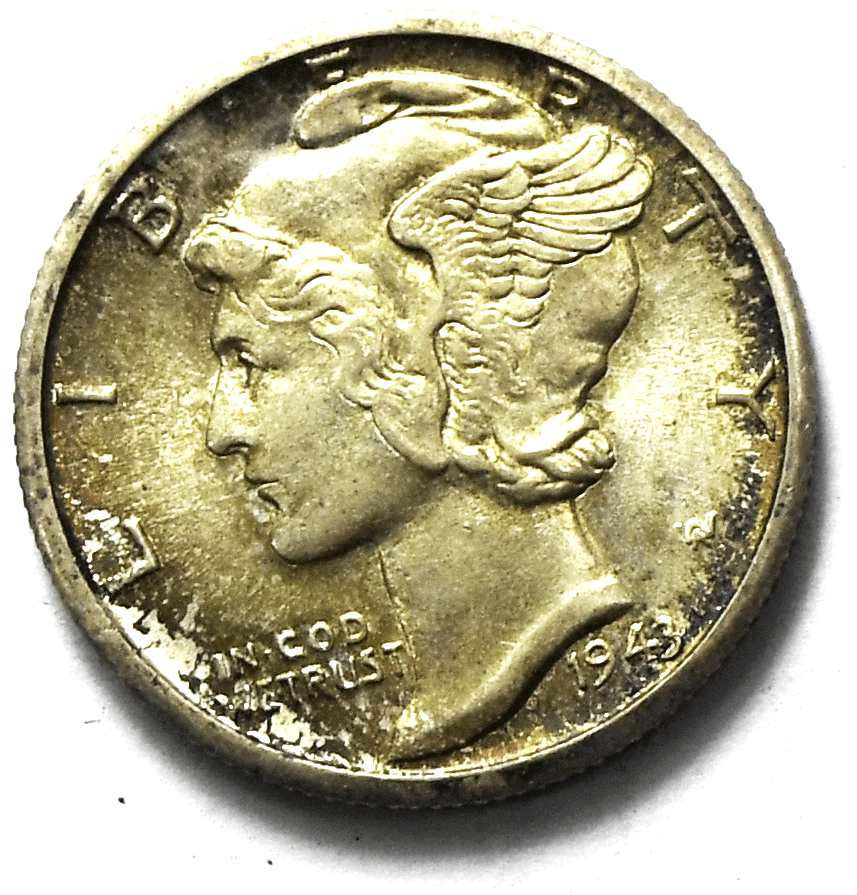 1943 D 10c Mercury Silver Dime Rare Ten Cents Denver Uncirculated