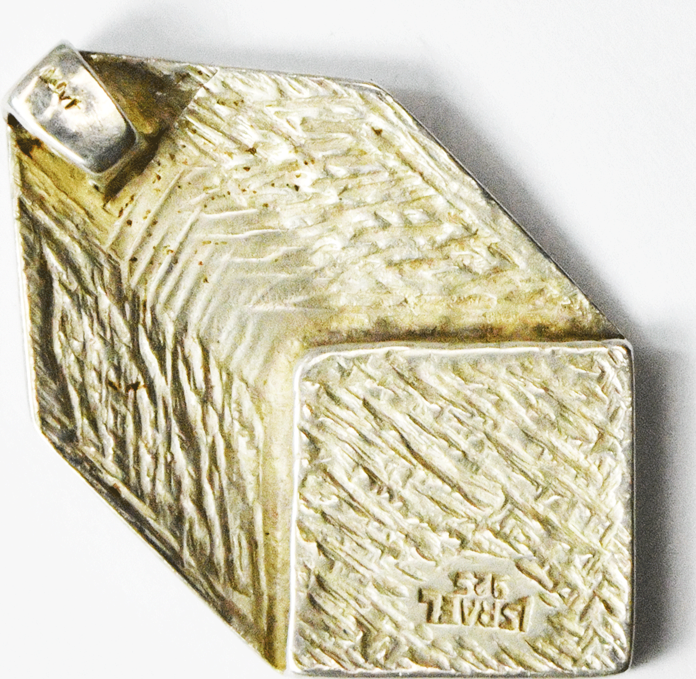 Sterling Silver Israel 4 Stripe Inlay Pendant 45mm x 26mm