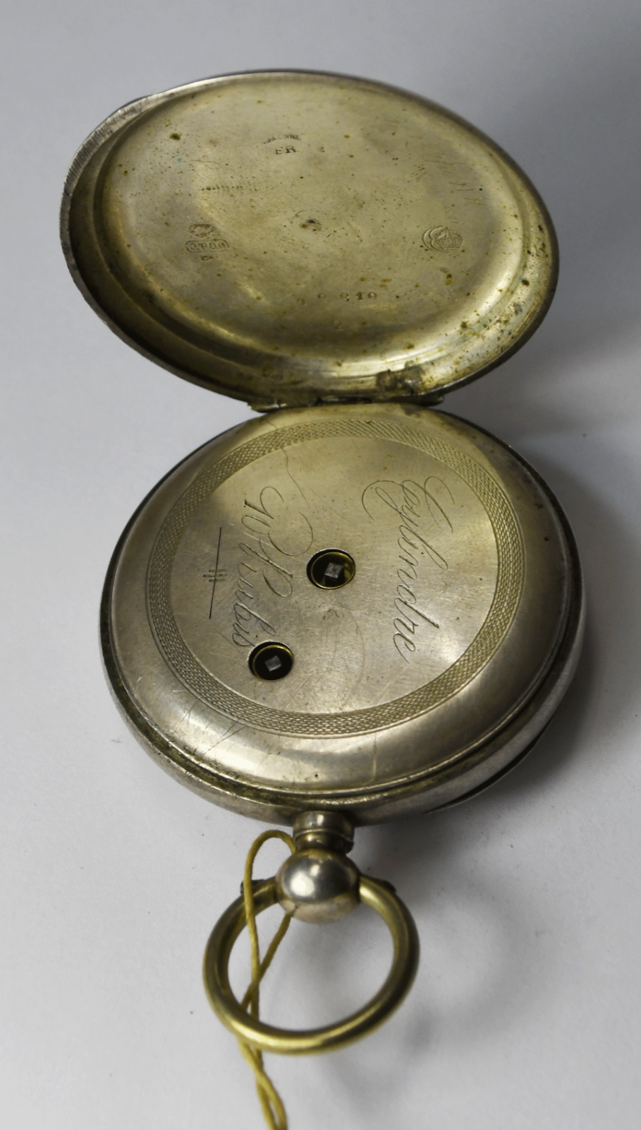 Swiss 800 Fine Two Tone 47mm Pocket Watch Blue Enamel Dial Not Running