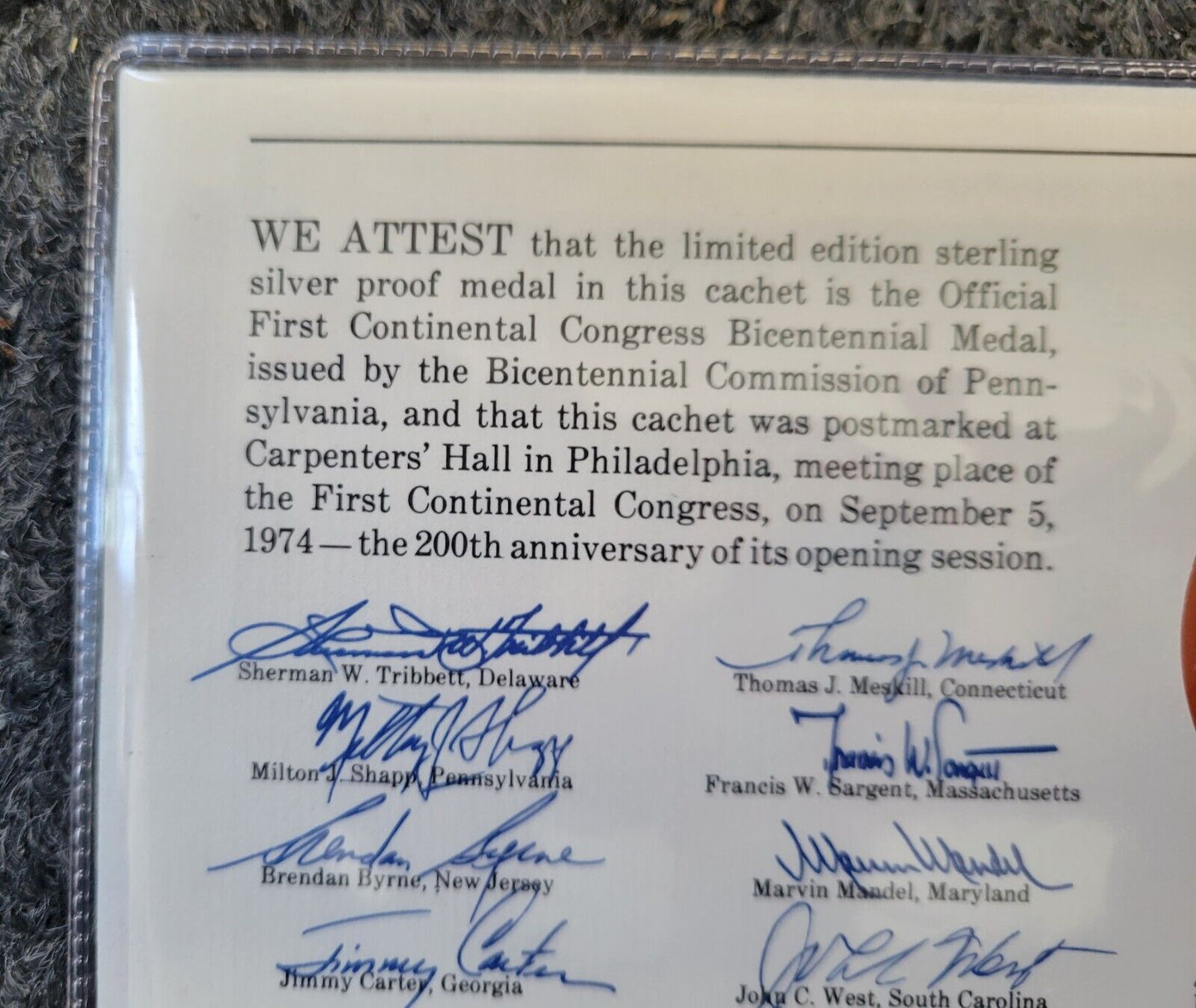 1974 First Continental Congress Bicentennial Commemorative Medal Sterling