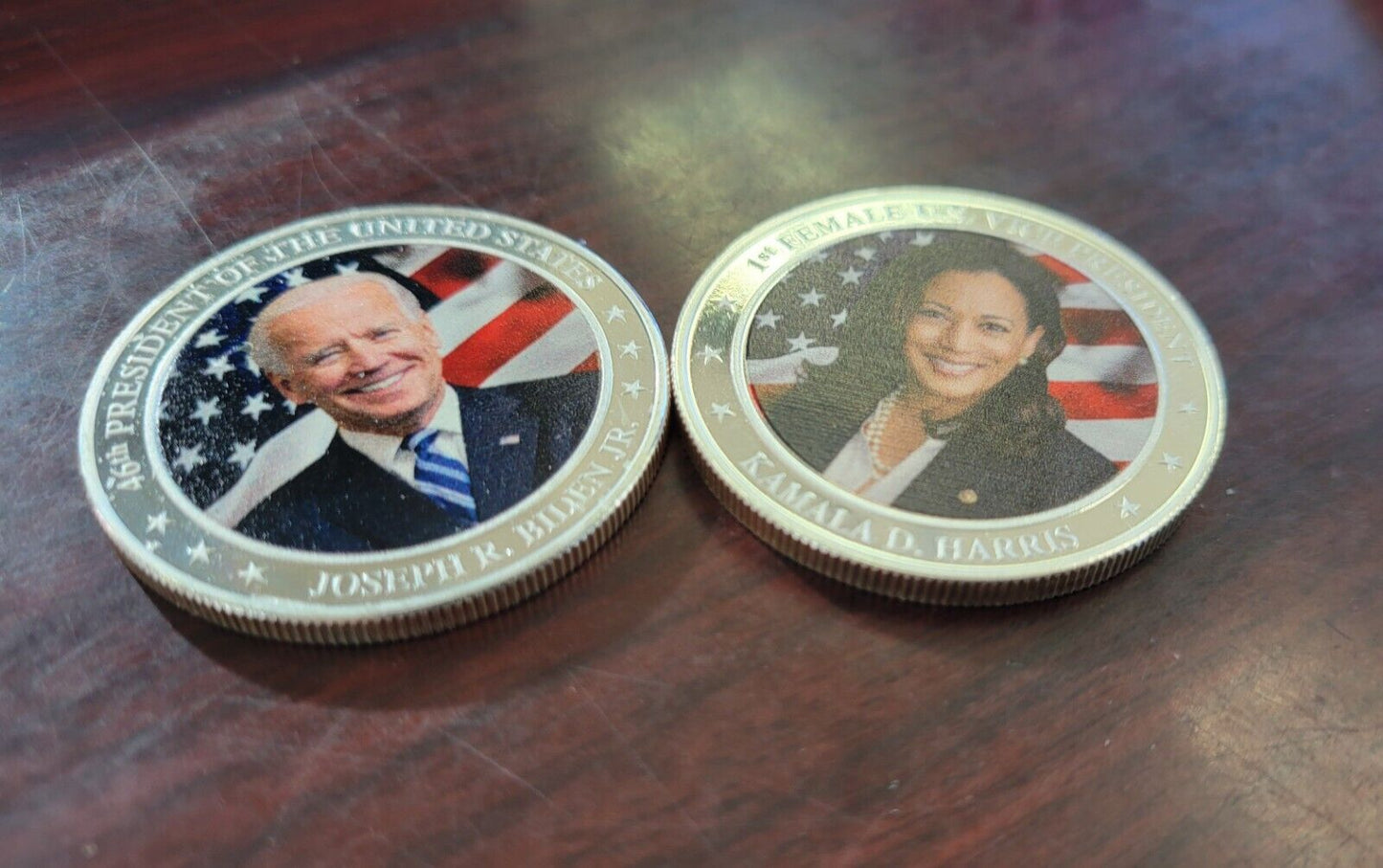 (2) .999 Fine Silver Joe Biden  & Kamala Harris 2021 Round Danbury Mint 1oz Each