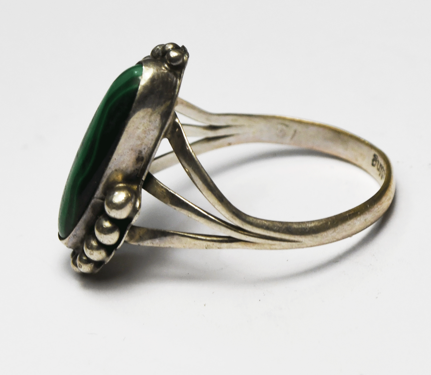 Sterling Silver Felix Joe Green Malachite Ring 22mm Size 9