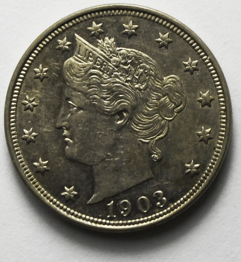 1903 5c V Liberty Nickel Five Cents Rare US Philadelphia AU