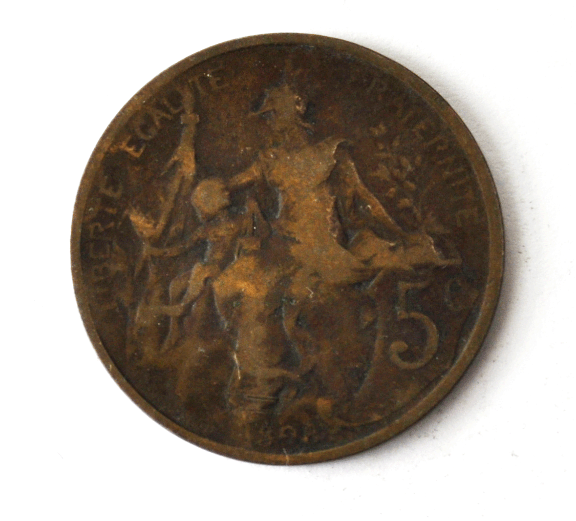 1898 France 5 Five Centimes KM# 842 Bronze Coin