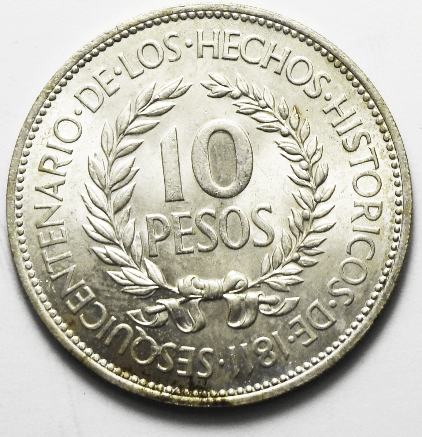 1961 Uruguay Ten Peso Silver Coin KM# 23 Uncirculated