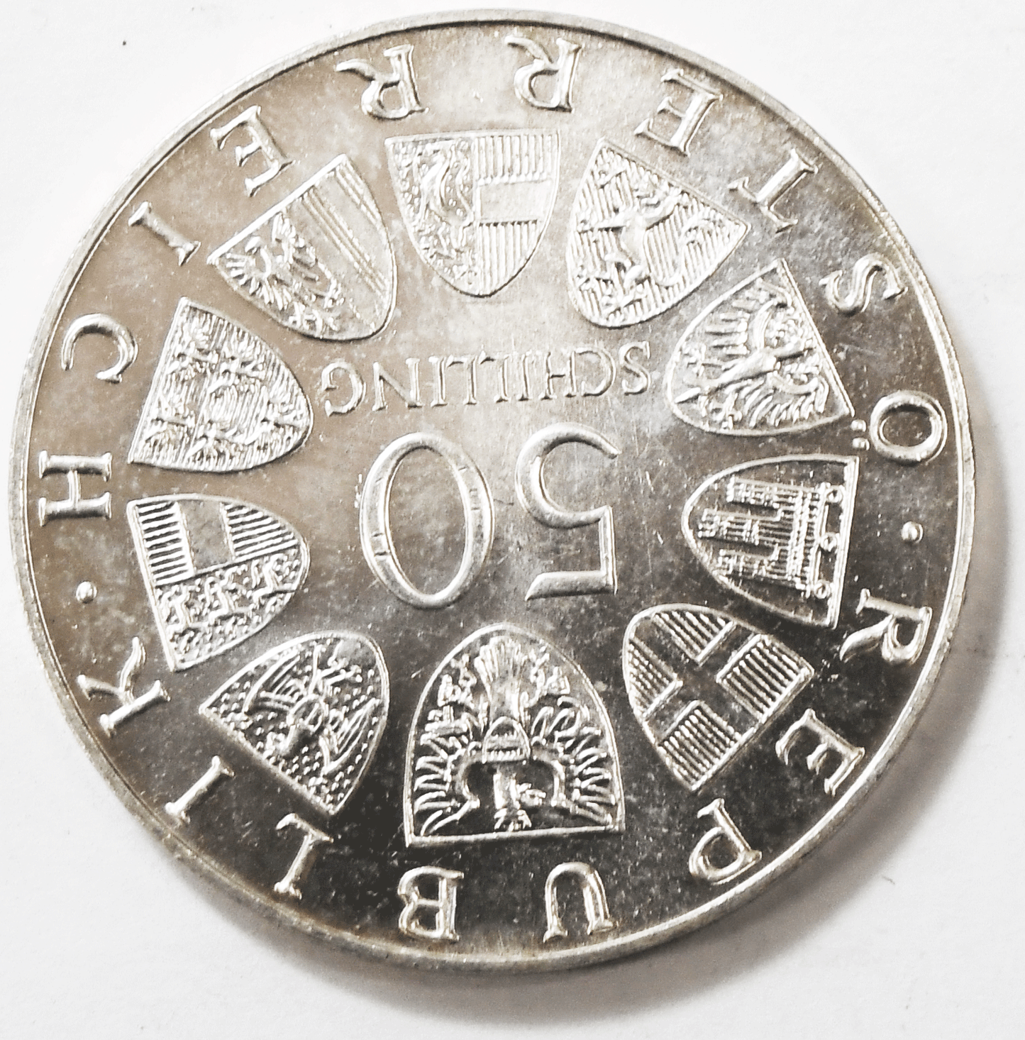 1973 Austria 50 Fifty Schilling Silver Coin KM# 2916 Bummerl House Uncirculated