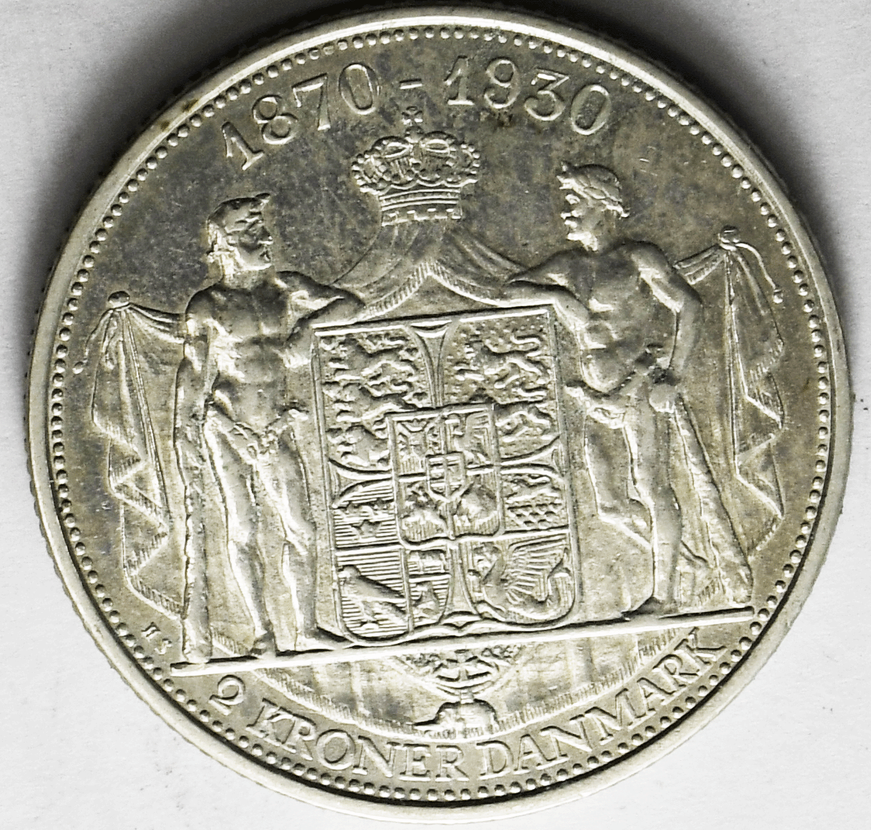 1930 (h) N AH/HS Denmark 2 Two Kroner Silver Coin KM# 829