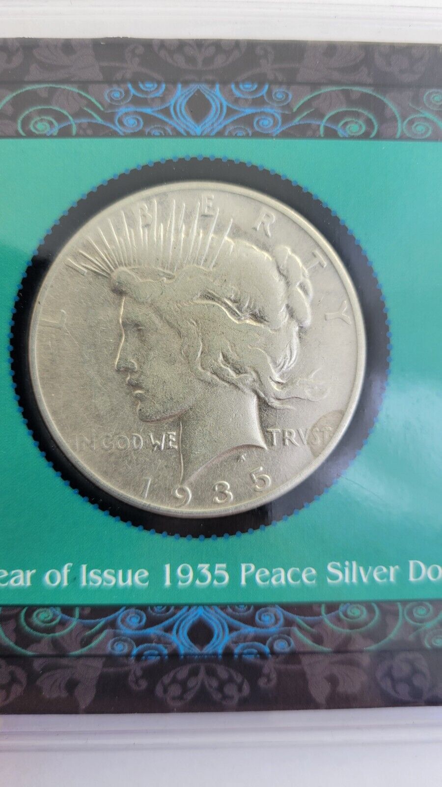 Last Year Of Issue 1935 Peace Silver Dollar Packaged w/COA