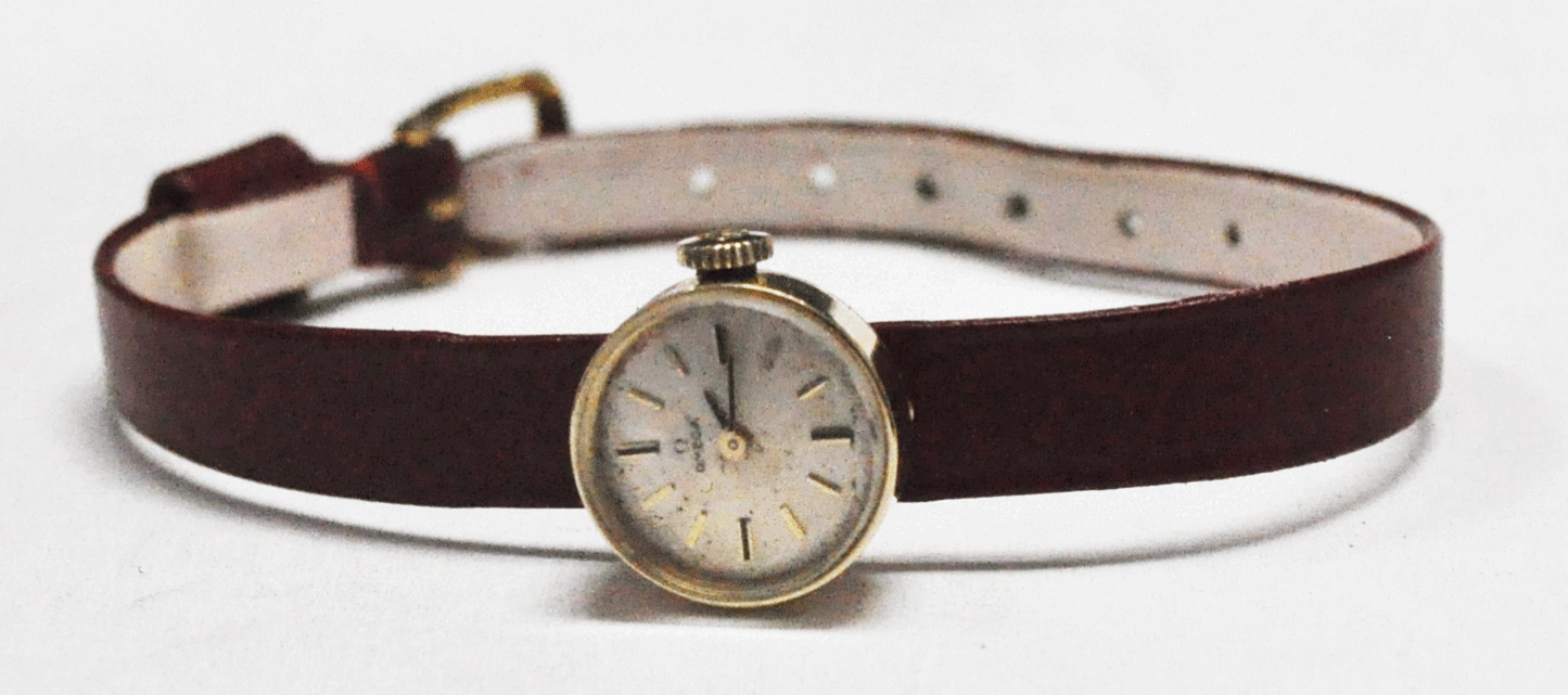 Omega EE 5783 14k Solid Gold Sliding Case Quick Change Band Watch 650 17J 14mm
