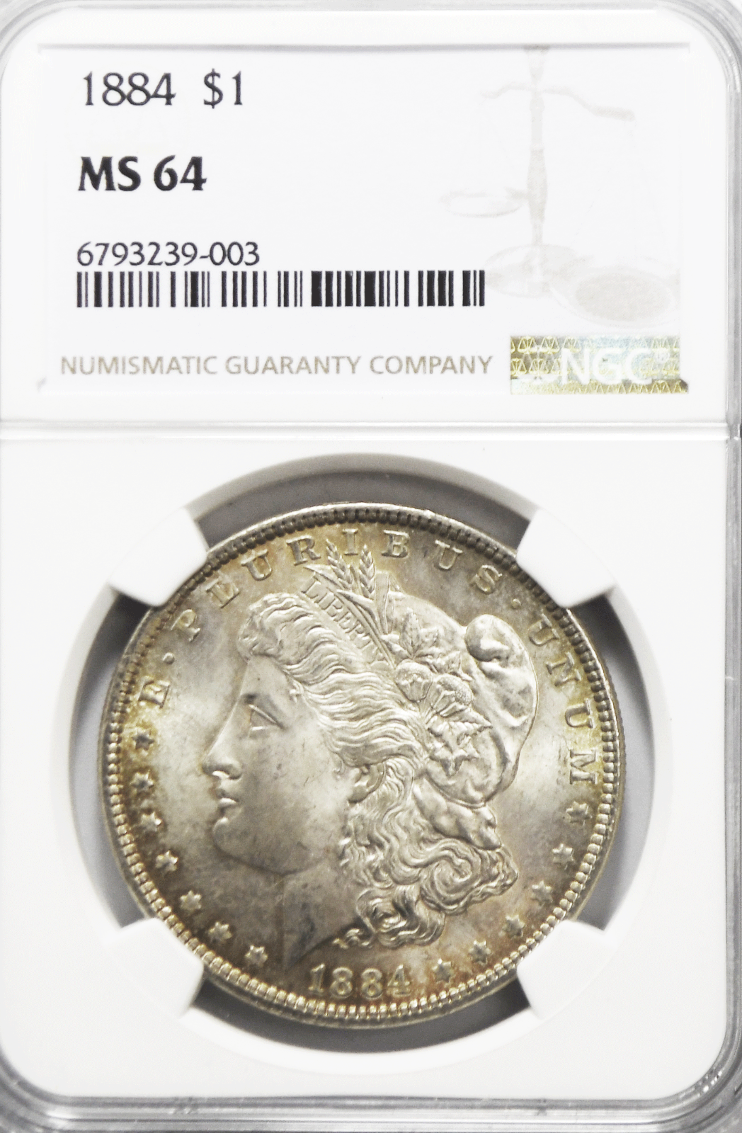 1884 $1 Morgan Silver One Dollar NGC MS64 Denver Uncirculated