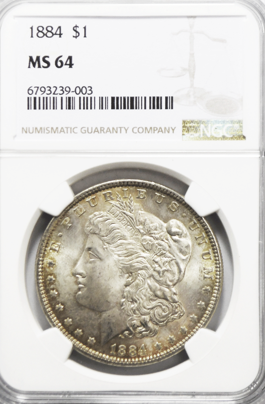 1884 $1 Morgan Silver One Dollar NGC MS64 Denver Uncirculated