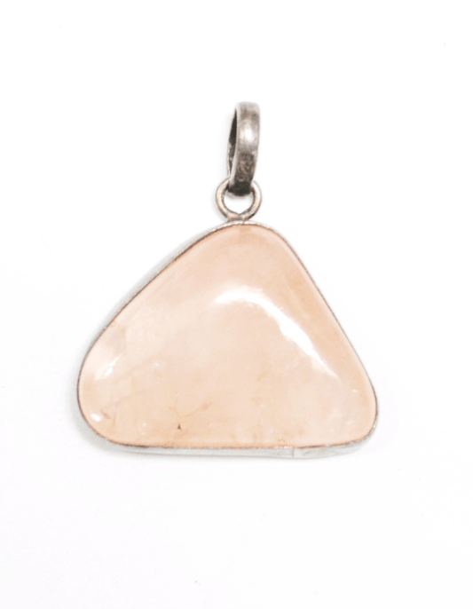 Sterling Silver Pink Crackle Quartz Triangle Pendant 30mm x 36mm