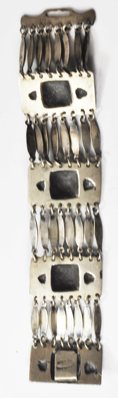 Sterling Silver Mexico Shutters & Doors Ornate 8 Part Link Bracelet 37mm 7-3/8"